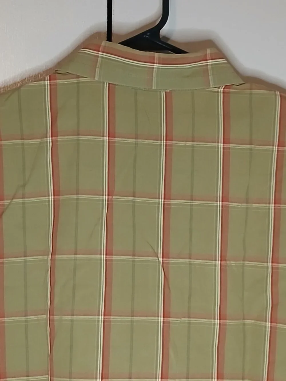 The North Face Men's Medium Short Sleeve Tan Red Plaid Cotton Shirt (1148J)
